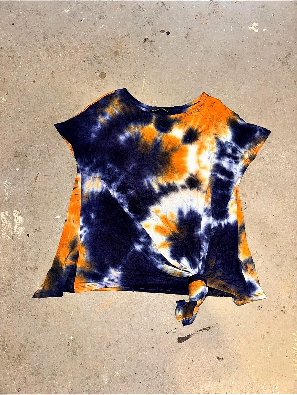 SYMPHONY Tie-Dye Knot Hem Rayon Top Size Small
